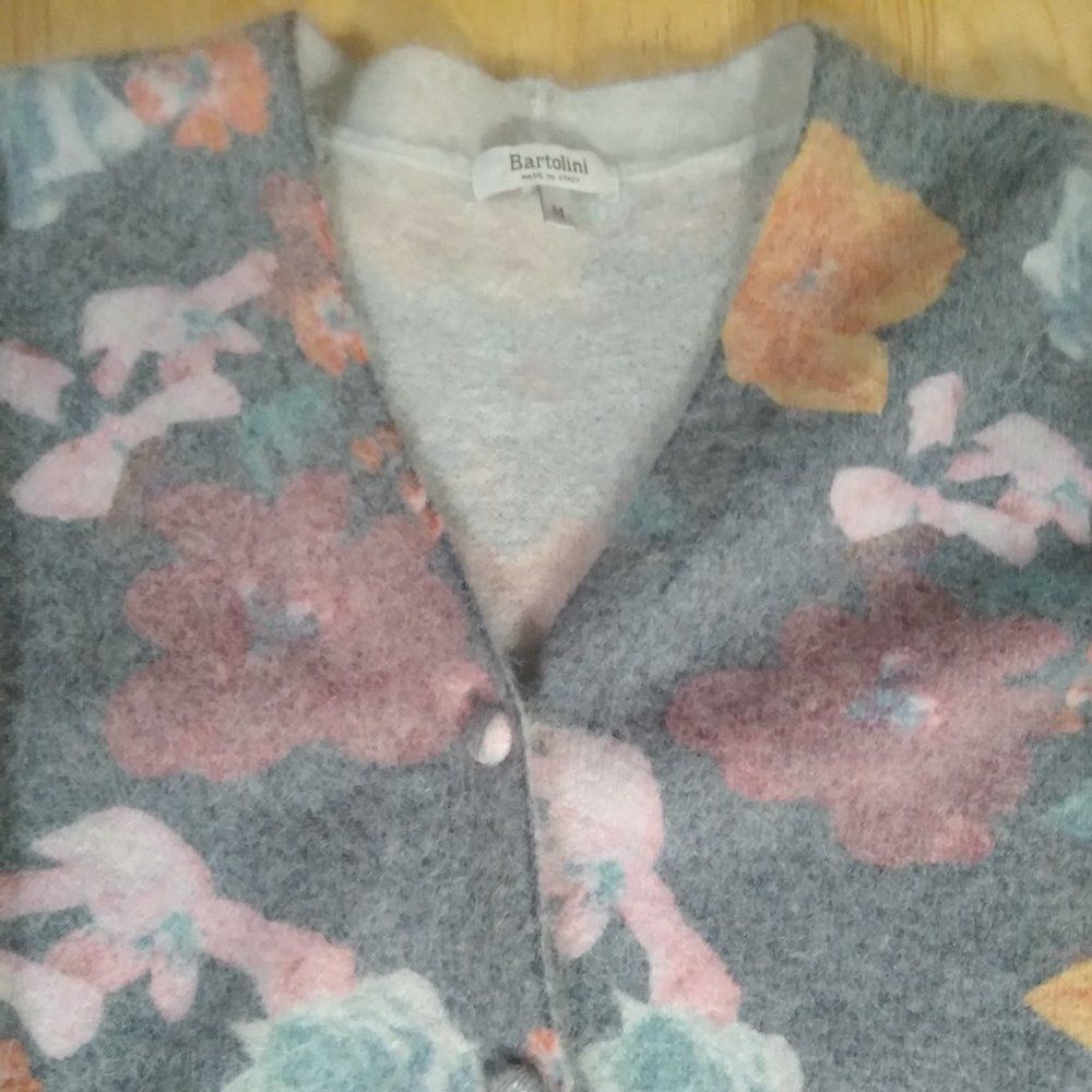 Vintage Bartolini Floral Pattern Mohair Alpaca Wool Cardigan Sweater